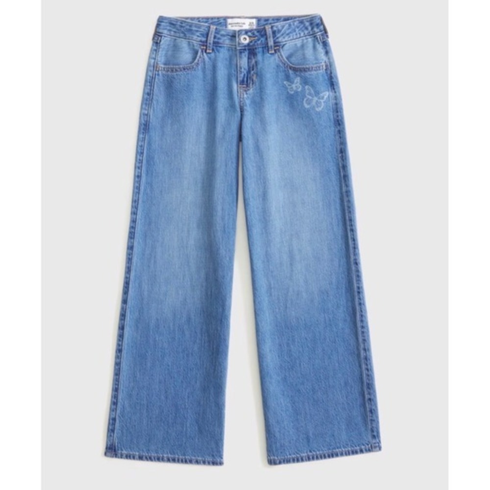 abercrombie kids Light Blue Denim Jeans with Butterfly Embroidery